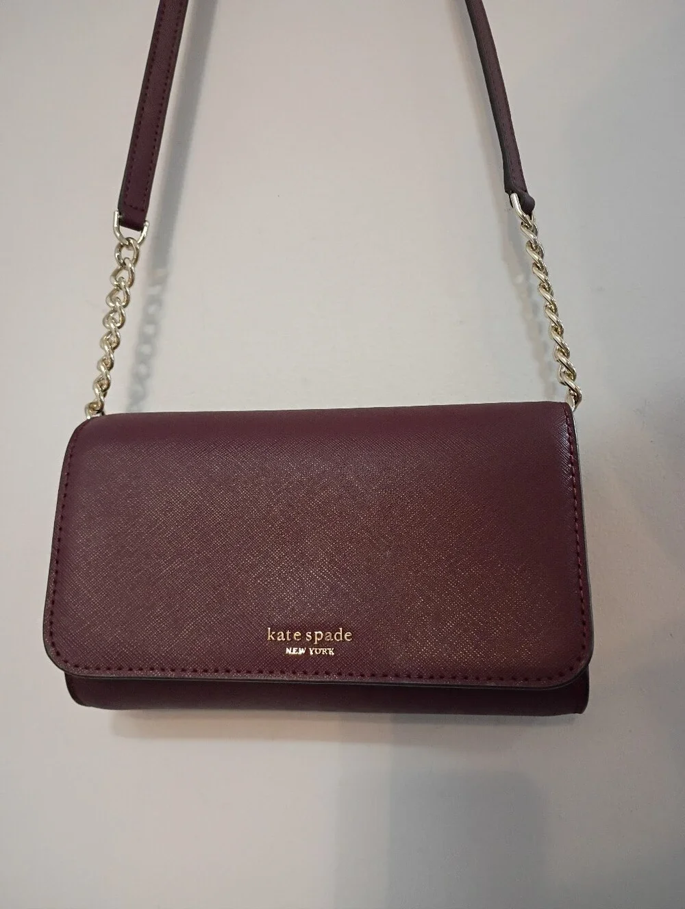 Kate Spade, EUC, Women's, Pebbled Leather Crossbody Bag, Color Burgundy,